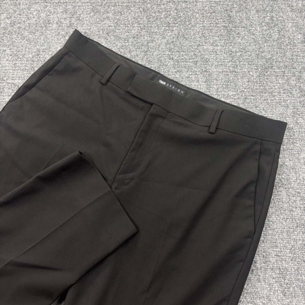 ASOS Design Dress‎ Pants 36W x 34L Black Flat Front Slim Trousers Men's